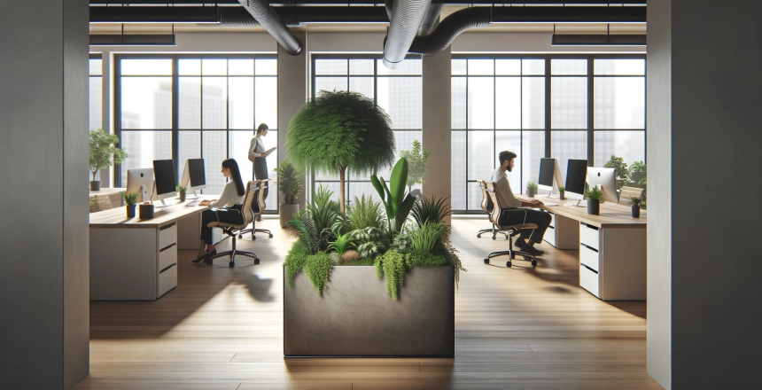Illustration of a modern office representing user-friendly work environment.